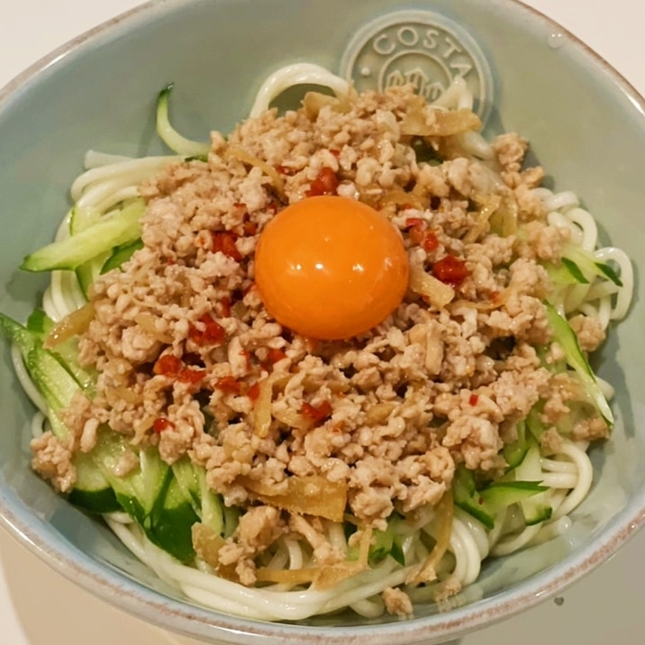 ヘルシー高タンパク!鶏ひき肉のぶっかけ冷やしうどん